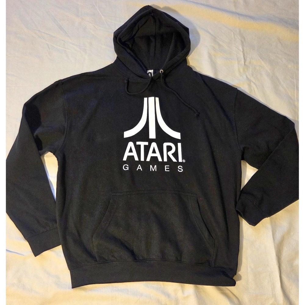 Atari Games Hoodie Mens XL Black Logo Pullover Sweatshirt Difuzed Gaming